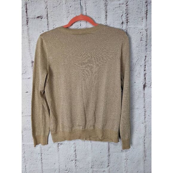Talbots Womens Knit Good Metallic Turtleneck Sweater Button up Front Cardigan 2 - Picture 3 of 15